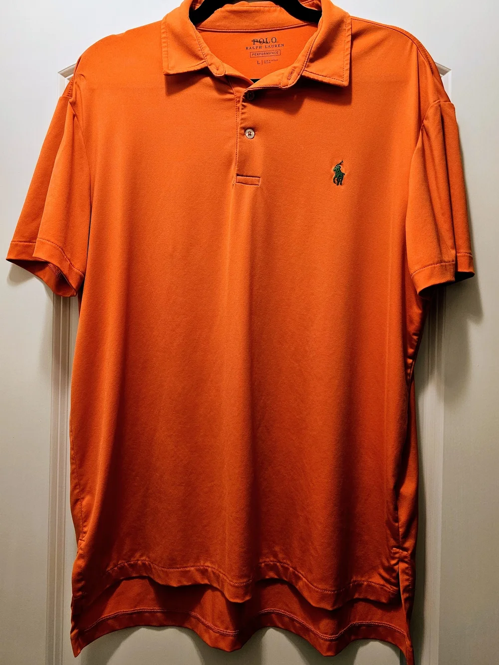 Polo Ralph Lauren Performance Polo Shirt L Orange Moisture Wicking Golf